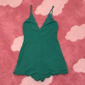 Green scalloped romper